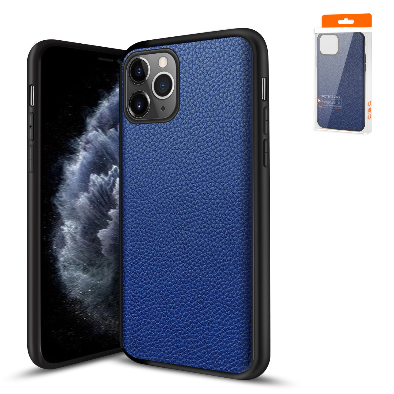 Reiko Premium PU Leather Outside and Flexible TPU Silicone Hybrid Slim Case for IPhone 11 PRO MAX